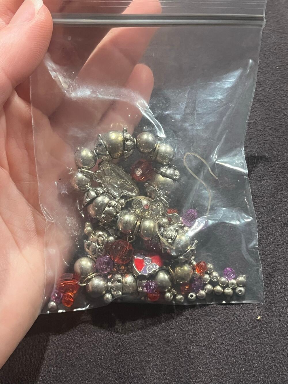 Silver and Red Christmas Santa Winter Beads